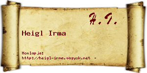 Heigl Irma névjegykártya